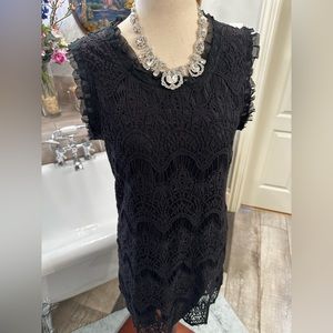 Deep or Shallow Black Classic Lacey Sexy Great for all occasions shift dress
